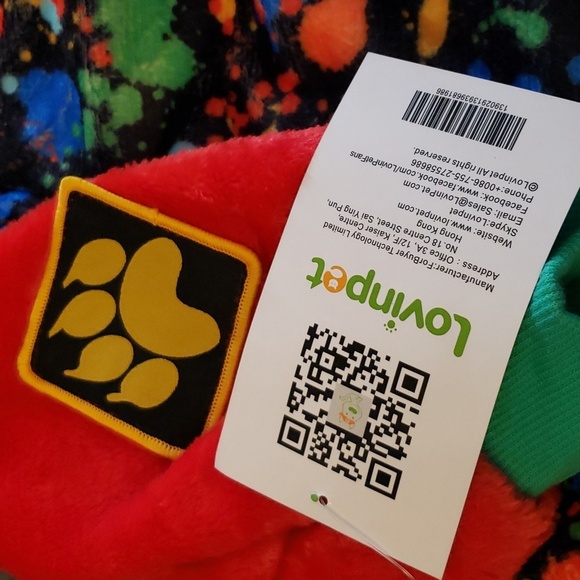 Lovinpet Black Paint Splattered Print Plush Snap Closed Coat Size XXL - Picture 2 of 10